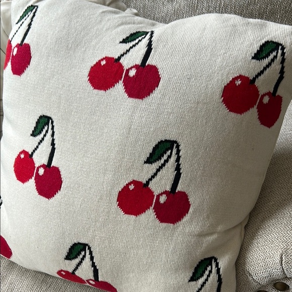 NEW! Large Vintage Inspired Large Cherry Throw Soft Knit Sweater Pillow - Picture 2 of 4